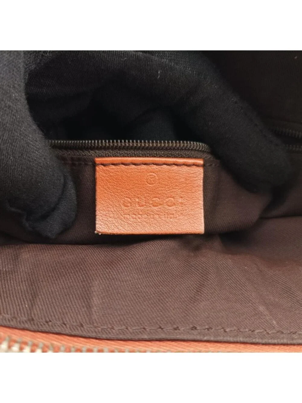 Gucci Abbey Line Orange Brown Canvas Leather Shoulder Bag